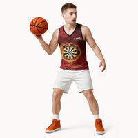 Personalised Darts New Zealand Basketball Jersey Silver Fern Red Color LT22 - Polynesian Pride