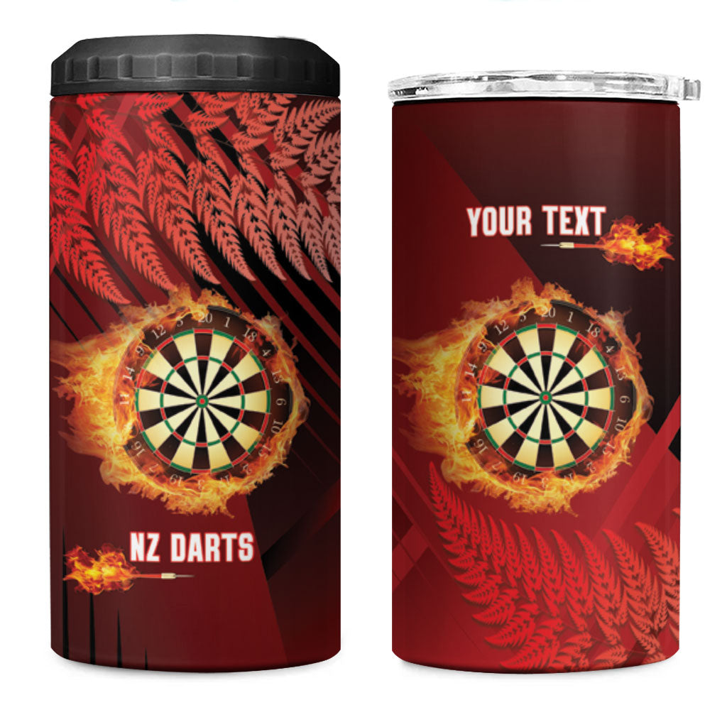 Personalised Darts New Zealand 4 in 1 Can Cooler Tumbler Silver Fern Red Color
