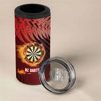 Personalised Darts New Zealand 4 in 1 Can Cooler Tumbler Silver Fern Red Color LT22 - Polynesian Pride