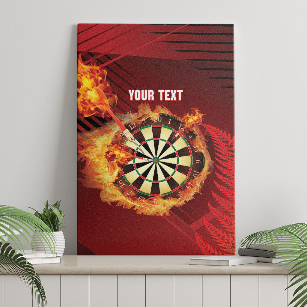 Personalised Darts New Zealand Canvas Wall Art Silver Fern Red Color LT22 - Polynesian Pride