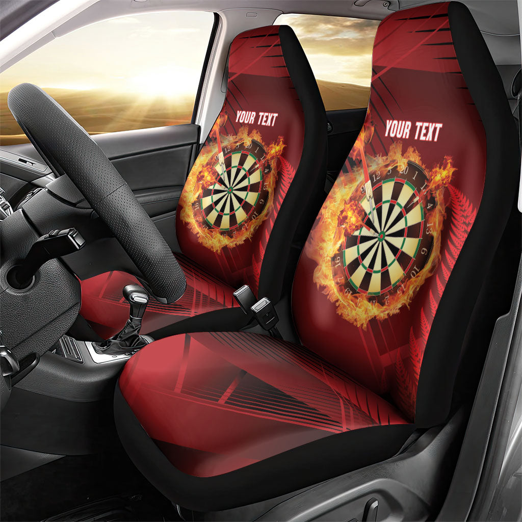 Personalised Darts New Zealand Car Seat Cover Silver Fern Red Color LT22 - Polynesian Pride