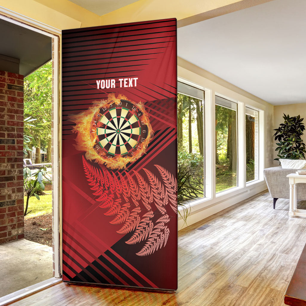 Personalised Darts New Zealand Door Cover Silver Fern Red Color LT22 - Polynesian Pride