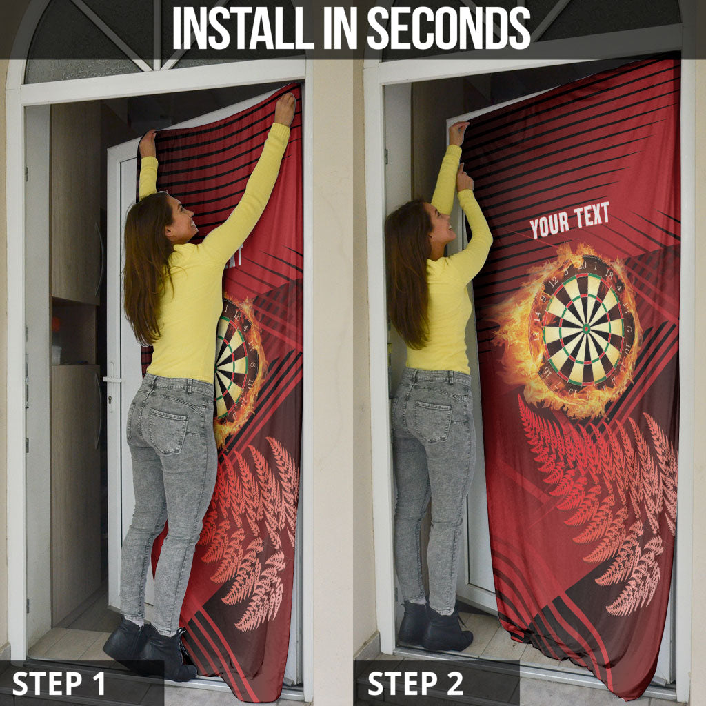 Personalised Darts New Zealand Door Cover Silver Fern Red Color LT22 - Polynesian Pride
