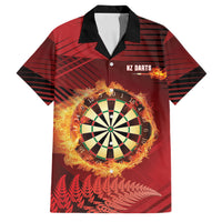 Personalised Darts New Zealand Family Matching Off Shoulder Maxi Dress and Hawaiian Shirt Silver Fern Red Color LT22 Dad's Shirt - Short Sleeve Red - Polynesian Pride