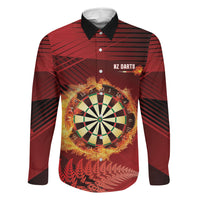 Personalised Darts New Zealand Family Matching Off Shoulder Maxi Dress and Hawaiian Shirt Silver Fern Red Color LT22 Dad's Shirt - Long Sleeve Red - Polynesian Pride