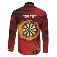 Personalised Darts New Zealand Family Matching Off Shoulder Maxi Dress and Hawaiian Shirt Silver Fern Red Color LT22 - Polynesian Pride