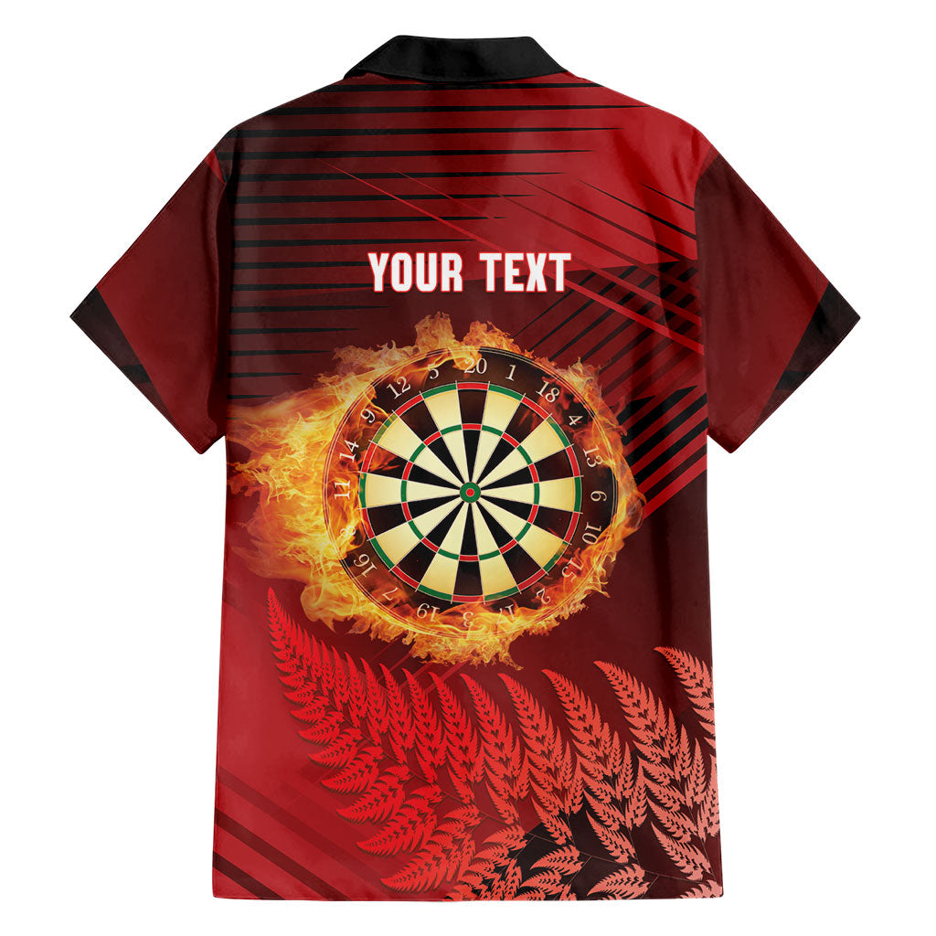 Personalised Darts New Zealand Family Matching Off Shoulder Short Dress and Hawaiian Shirt Silver Fern Red Color LT22 - Polynesian Pride