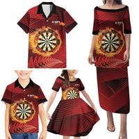 Personalised Darts New Zealand Family Matching Puletasi and Hawaiian Shirt Silver Fern Red Color LT22 - Polynesian Pride