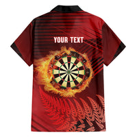 Personalised Darts New Zealand Family Matching Puletasi and Hawaiian Shirt Silver Fern Red Color LT22 - Polynesian Pride