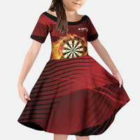 Personalised Darts New Zealand Family Matching Summer Maxi Dress and Hawaiian Shirt Silver Fern Red Color LT22 Daughter's Dress Red - Polynesian Pride