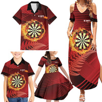Personalised Darts New Zealand Family Matching Summer Maxi Dress and Hawaiian Shirt Silver Fern Red Color LT22 - Polynesian Pride
