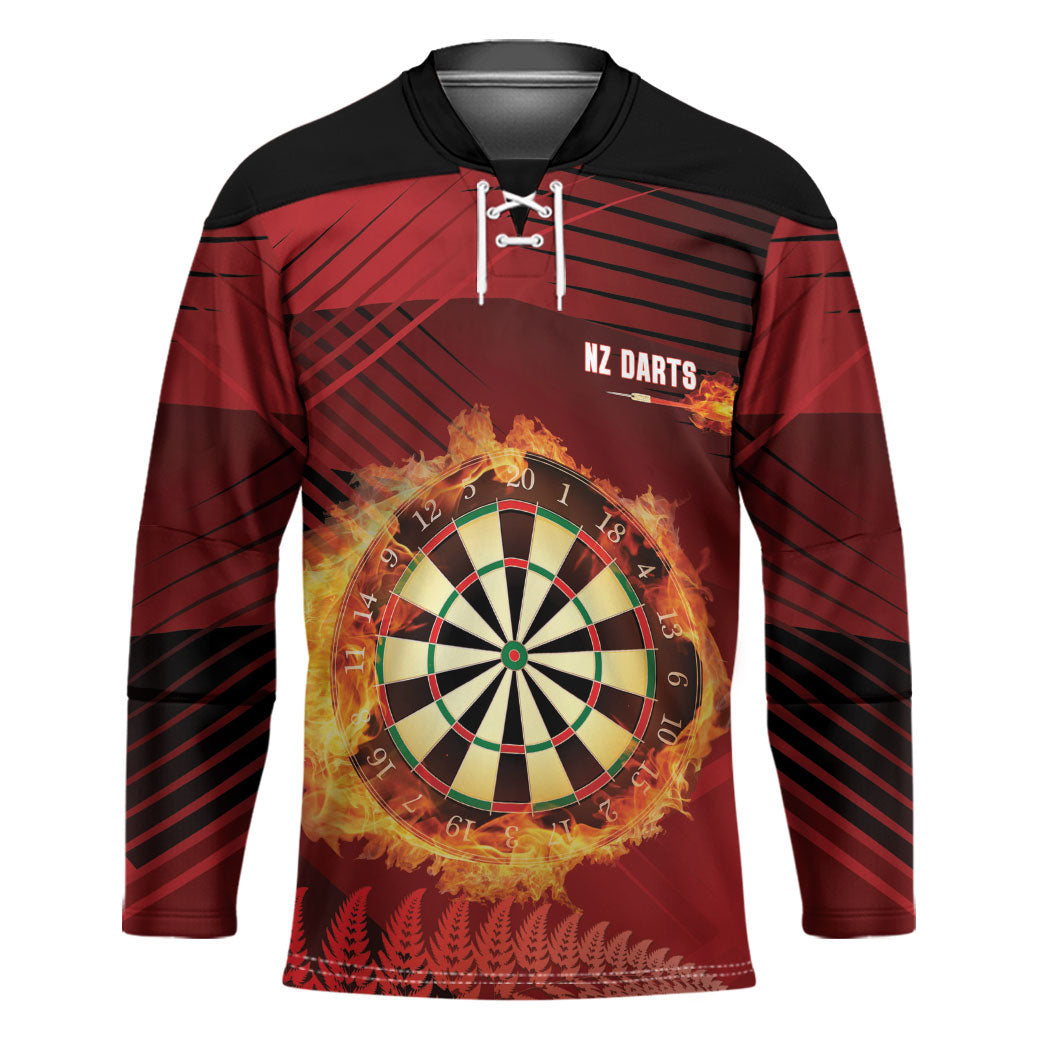 Personalised Darts New Zealand Hockey Jersey Silver Fern Red Color LT22 Unisex Red - Polynesian Pride