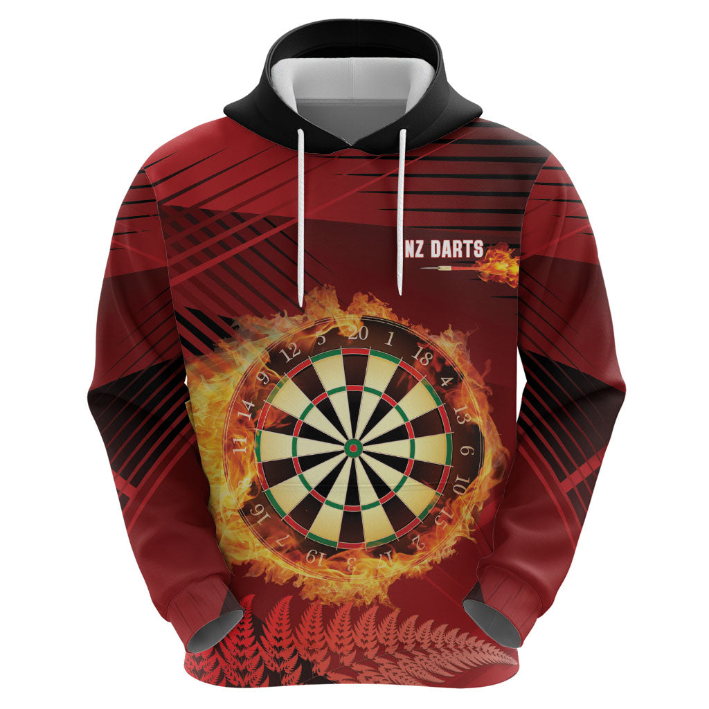 Personalised Darts New Zealand Hoodie Silver Fern Red Color