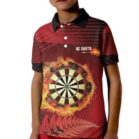 Personalised Darts New Zealand Kid Polo Shirt Silver Fern Red Color LT22 Kid Red - Polynesian Pride