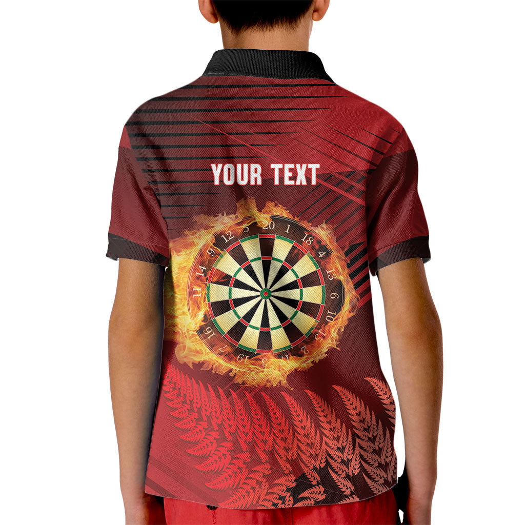Personalised Darts New Zealand Kid Polo Shirt Silver Fern Red Color LT22 - Polynesian Pride