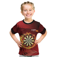 Personalised Darts New Zealand Kid T Shirt Silver Fern Red Color LT22 Red - Polynesian Pride