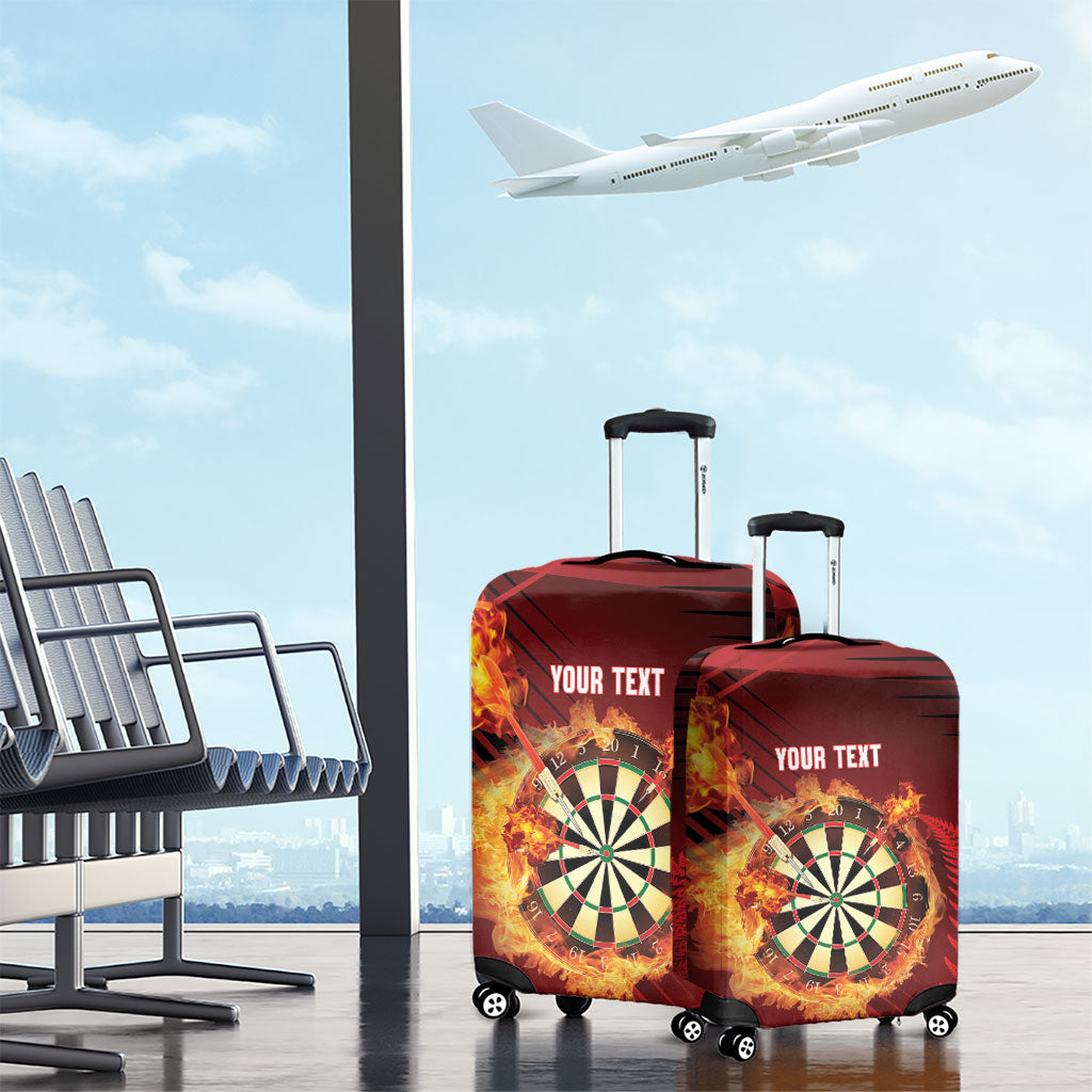Personalised Darts New Zealand Luggage Cover Silver Fern Red Color LT22 - Polynesian Pride