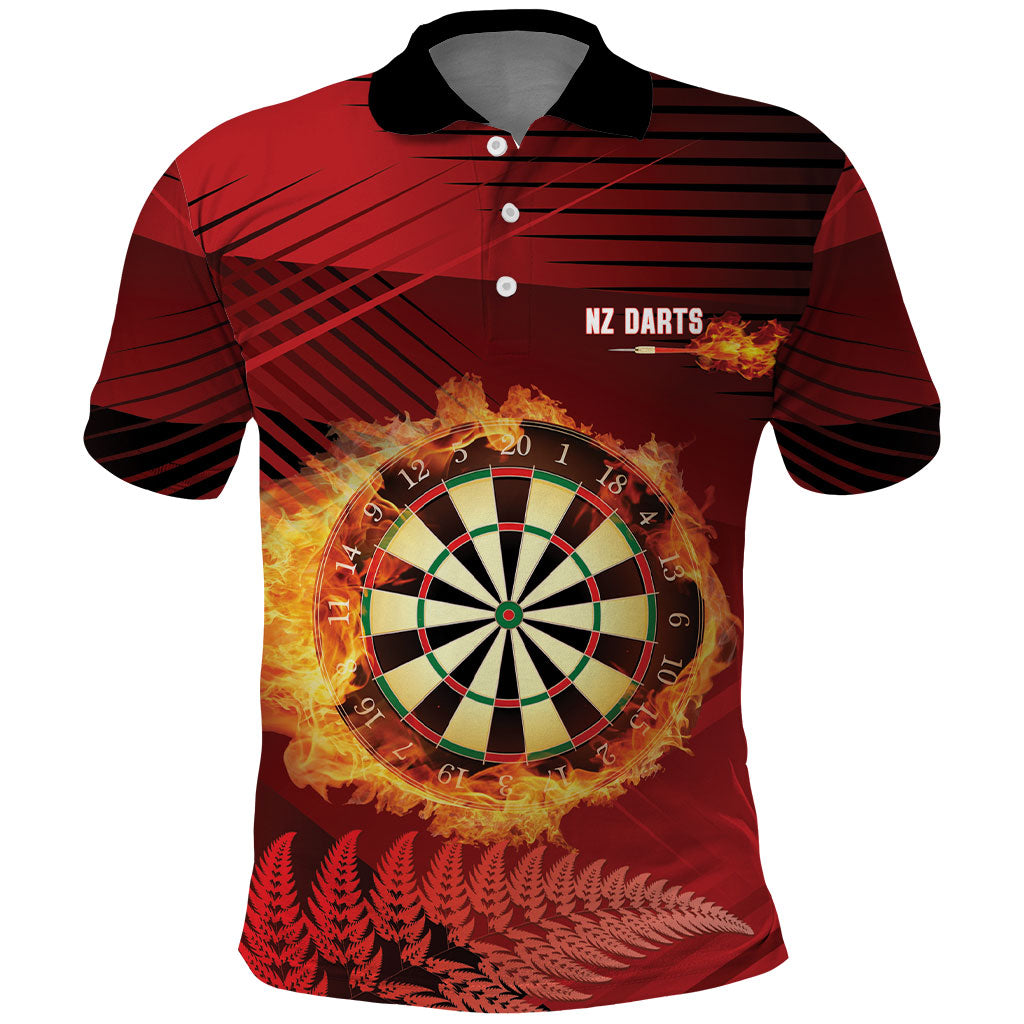 Personalised Darts New Zealand Polo Shirt Silver Fern Red Color LT22 Red - Polynesian Pride