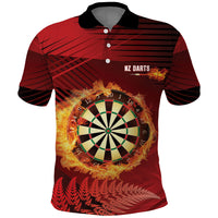 Personalised Darts New Zealand Polo Shirt Silver Fern Red Color LT22 Red - Polynesian Pride