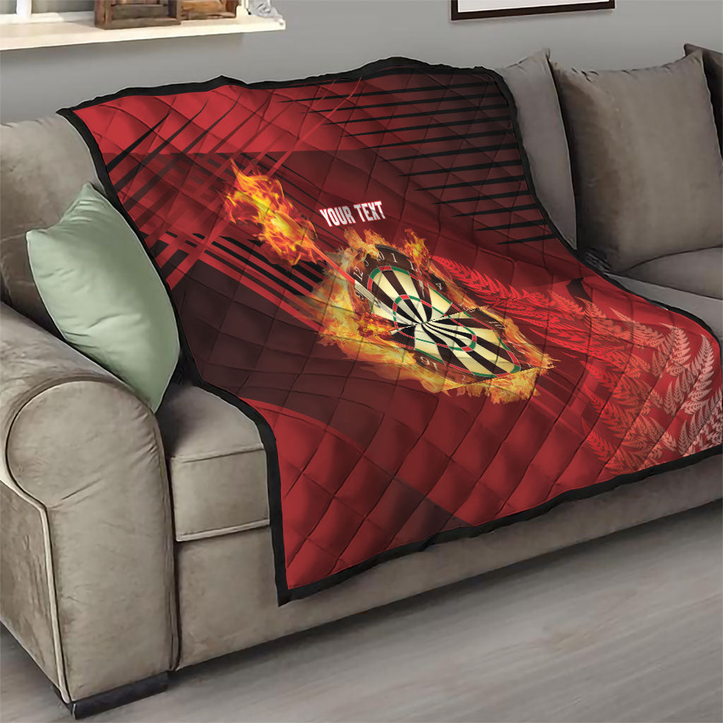 Personalised Darts New Zealand Quilt Silver Fern Red Color