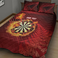 Personalised Darts New Zealand Quilt Bed Set Silver Fern Red Color
