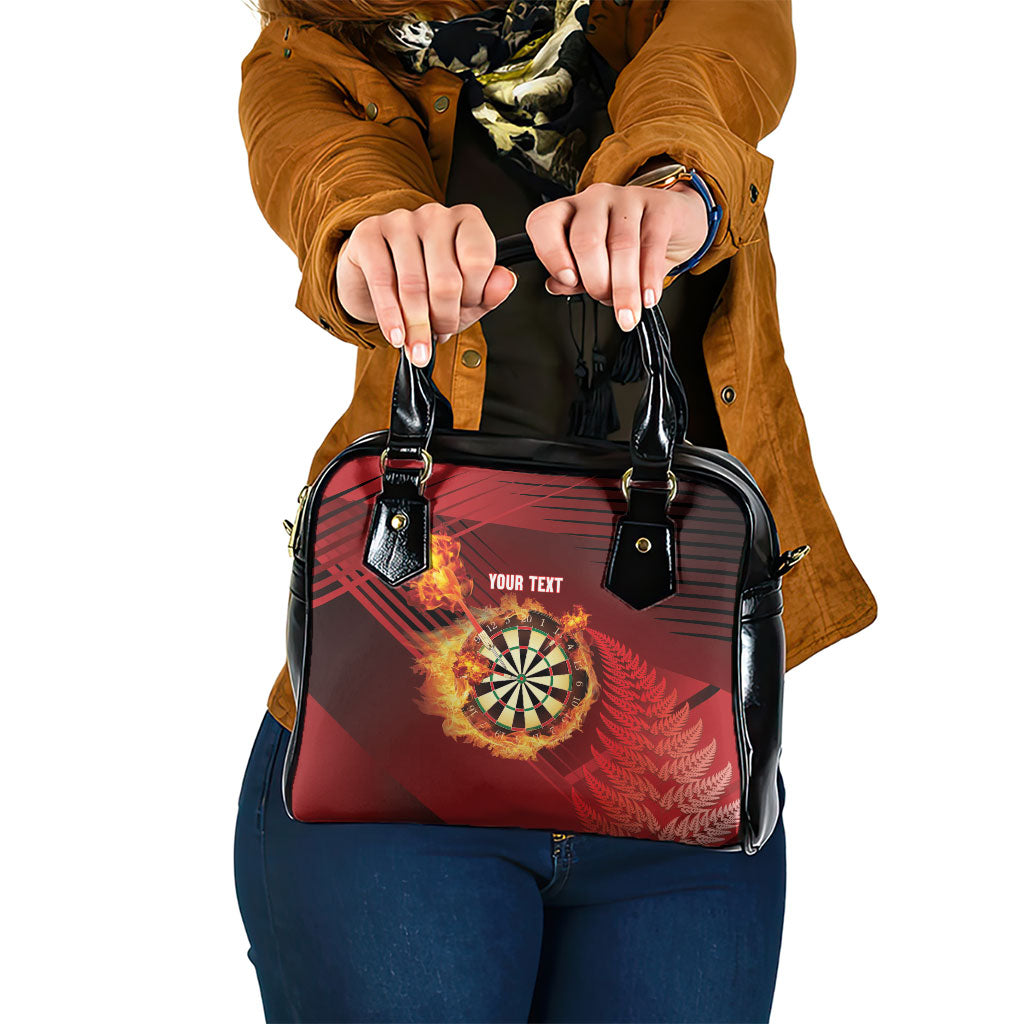 Personalised Darts New Zealand Shoulder Handbag Silver Fern Red Color