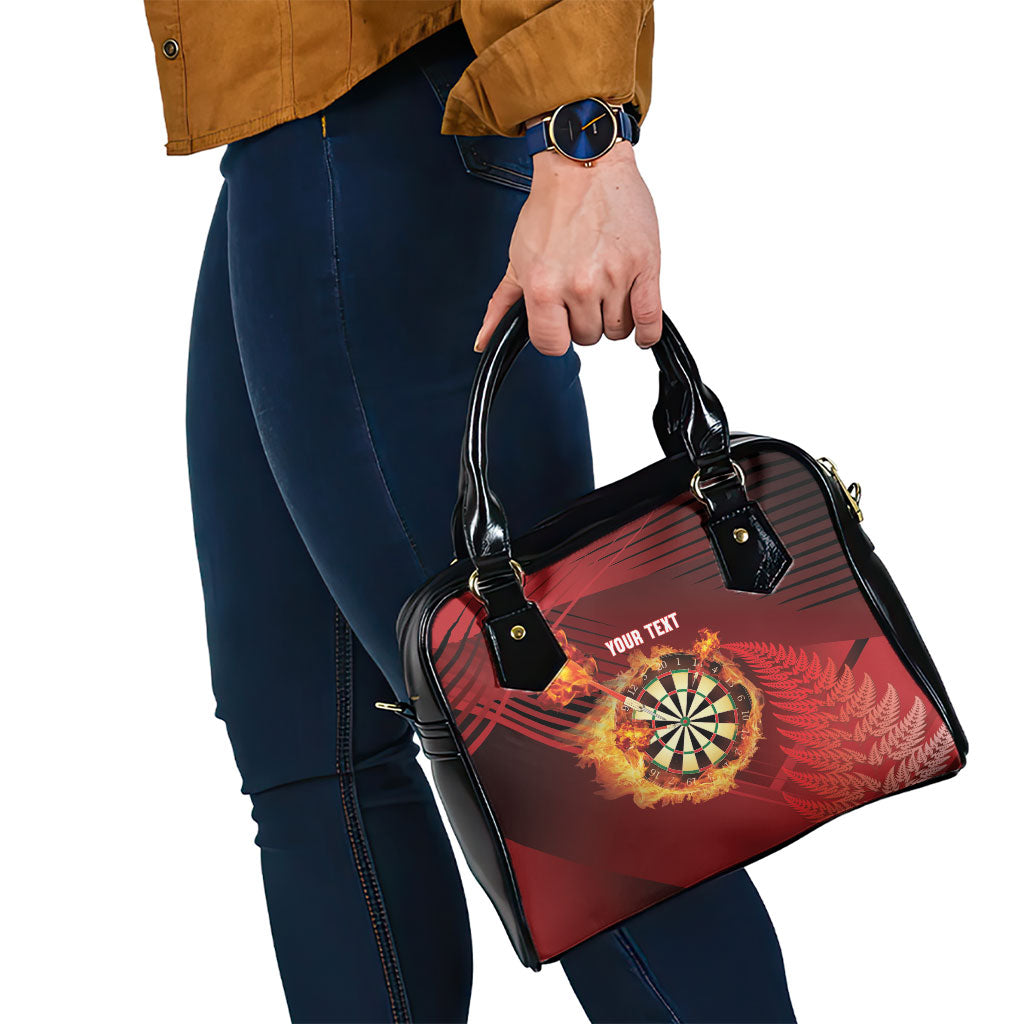 Personalised Darts New Zealand Shoulder Handbag Silver Fern Red Color
