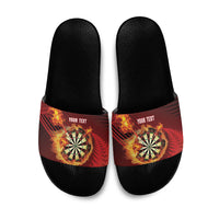 Personalised Darts New Zealand Slide Sandals Silver Fern Red Color LT22 Red - Polynesian Pride