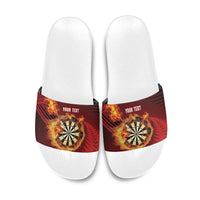 Personalised Darts New Zealand Slide Sandals Silver Fern Red Color LT22 Red - Polynesian Pride