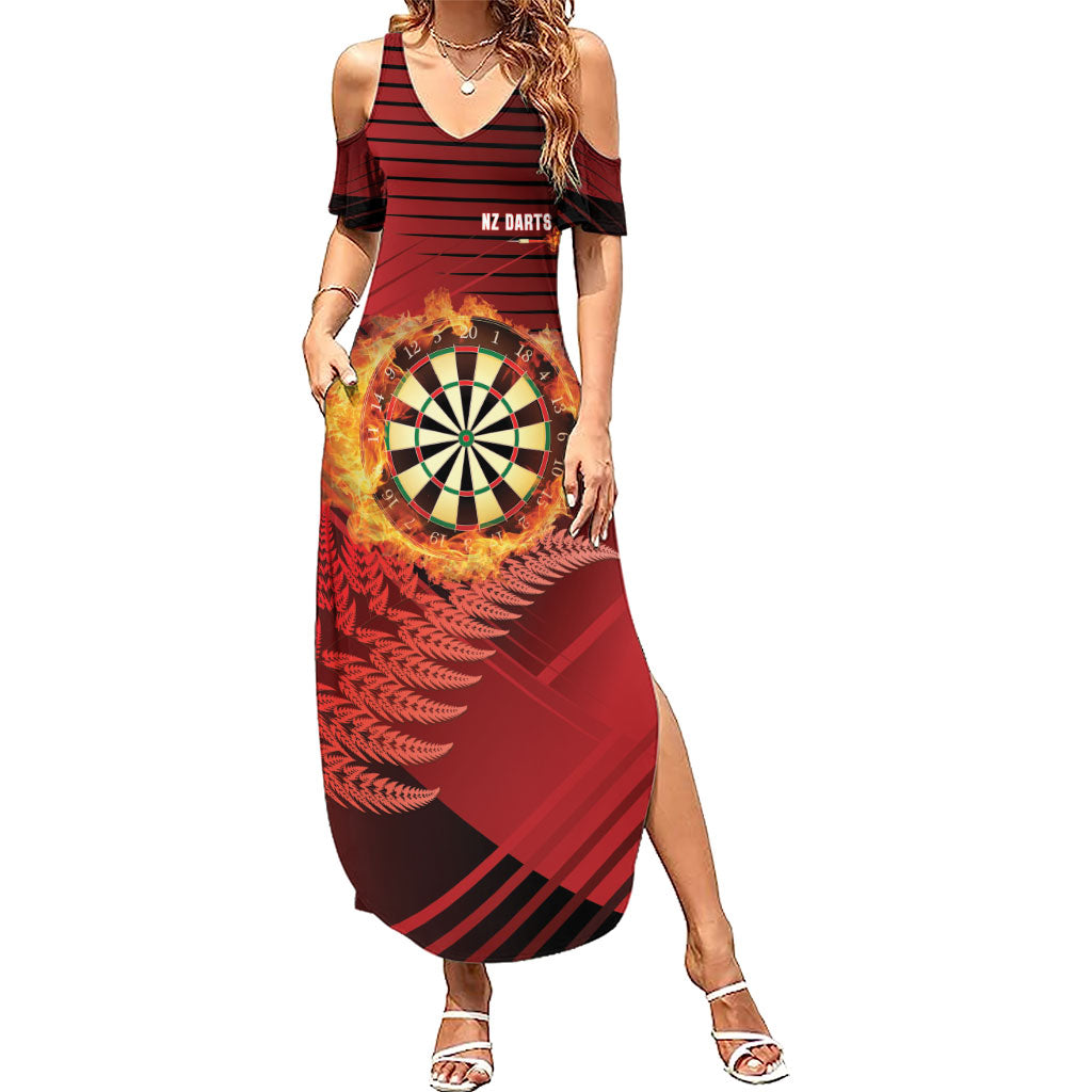 Personalised Darts New Zealand Summer Maxi Dress Silver Fern Red Color