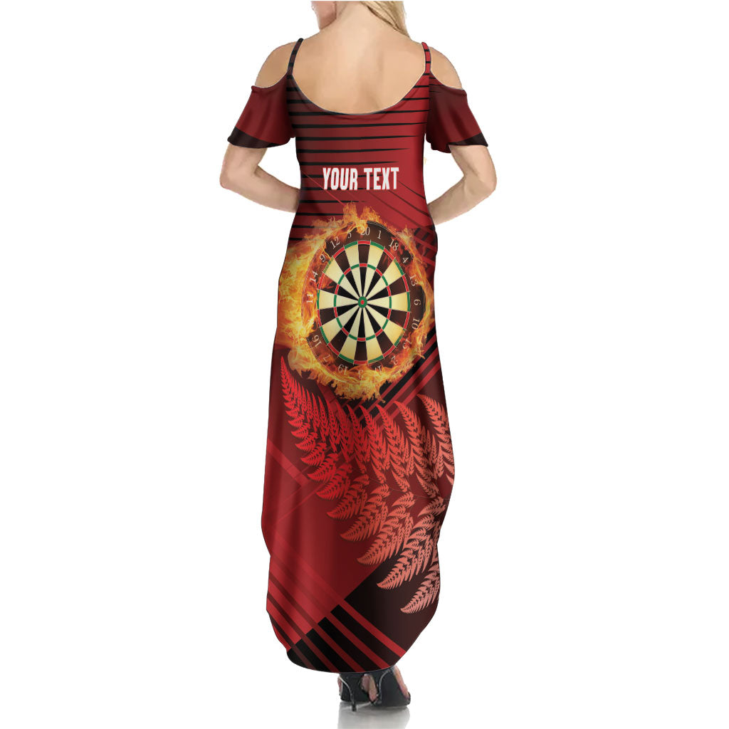Personalised Darts New Zealand Summer Maxi Dress Silver Fern Red Color LT22 - Polynesian Pride