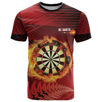 Personalised Darts New Zealand T Shirt Silver Fern Red Color