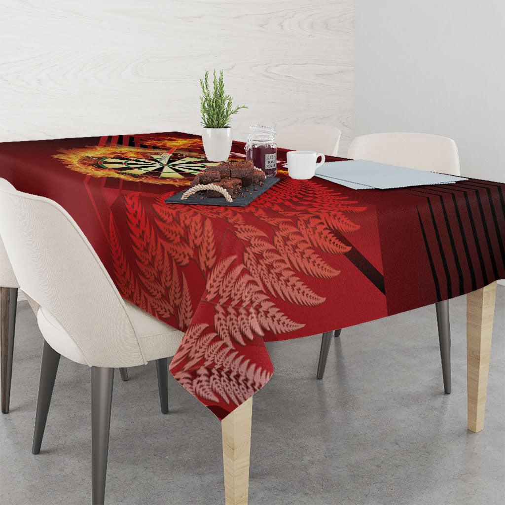 Personalised Darts New Zealand Tablecloth Silver Fern Red Color