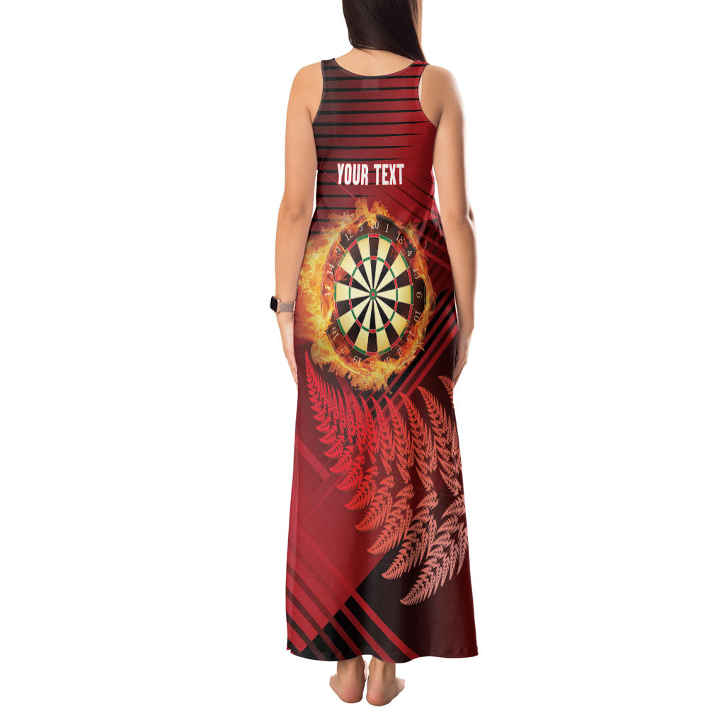Personalised Darts New Zealand Tank Maxi Dress Silver Fern Red Color LT22 - Polynesian Pride
