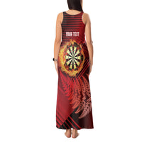 Personalised Darts New Zealand Tank Maxi Dress Silver Fern Red Color LT22 - Polynesian Pride