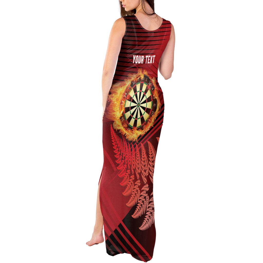 Personalised Darts New Zealand Tank Maxi Dress Silver Fern Red Color LT22 - Polynesian Pride