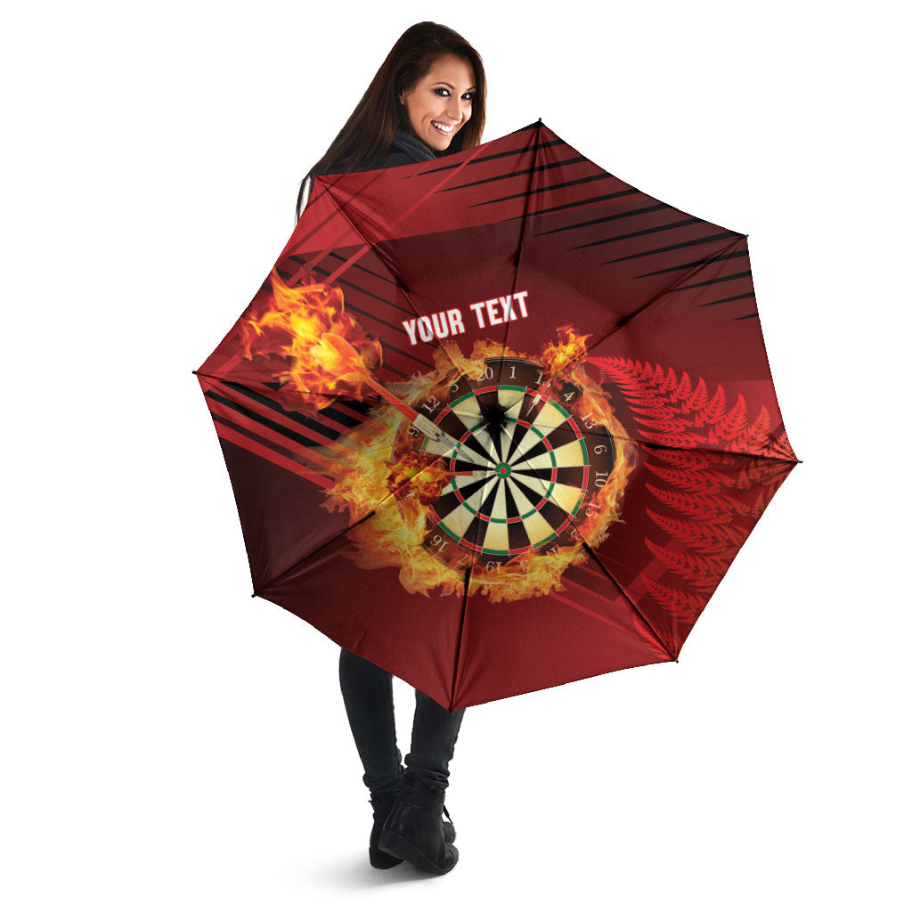 Personalised Darts New Zealand Umbrella Silver Fern Red Color