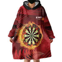 Personalised Darts New Zealand Wearable Blanket Hoodie Silver Fern Red Color LT22 - Polynesian Pride