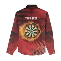 Personalised Darts New Zealand Women Casual Shirt Silver Fern Red Color