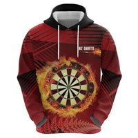 Personalised Darts New Zealand Zip Hoodie Silver Fern Red Color LT22 - Polynesian Pride