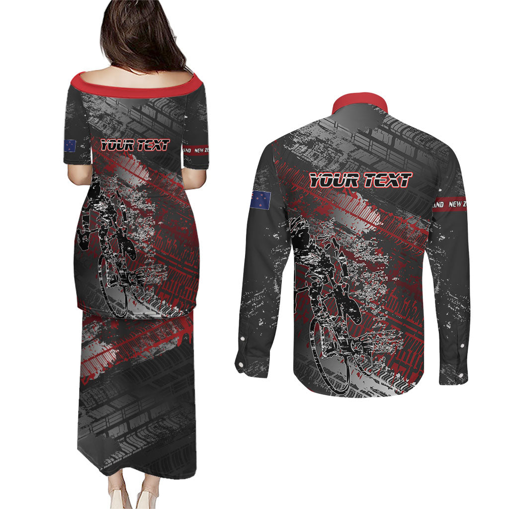 Personalised Cycling New Zealand Couples Matching Puletasi and Long Sleeve Button Shirt Aotearoa Pride Sportswear LT22 - Polynesian Pride