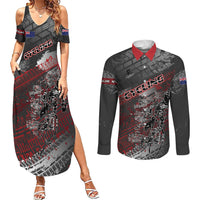 Personalised Cycling New Zealand Couples Matching Summer Maxi Dress and Long Sleeve Button Shirt Aotearoa Pride Sportswear LT22 Red - Polynesian Pride