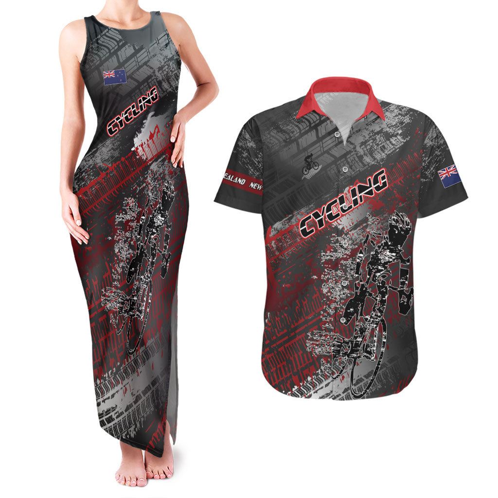 Personalised Cycling New Zealand Couples Matching Tank Maxi Dress and Hawaiian Shirt Aotearoa Pride Sportswear