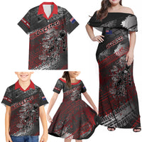Personalised Cycling New Zealand Family Matching Off Shoulder Maxi Dress and Hawaiian Shirt Aotearoa Pride Sportswear LT22 - Polynesian Pride