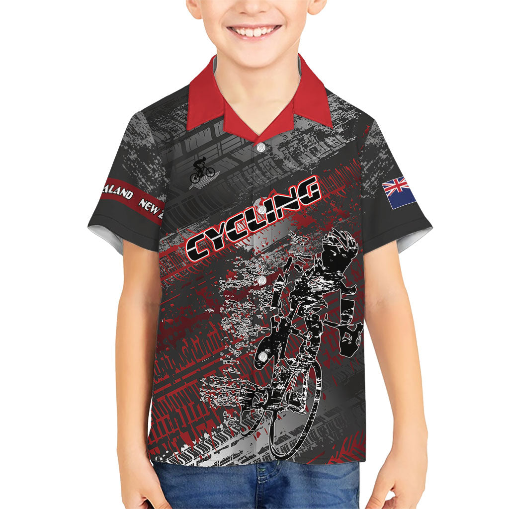 Personalised Cycling New Zealand Kid Hawaiian Shirt Aotearoa Pride Sportswear LT22 Kid Red - Polynesian Pride