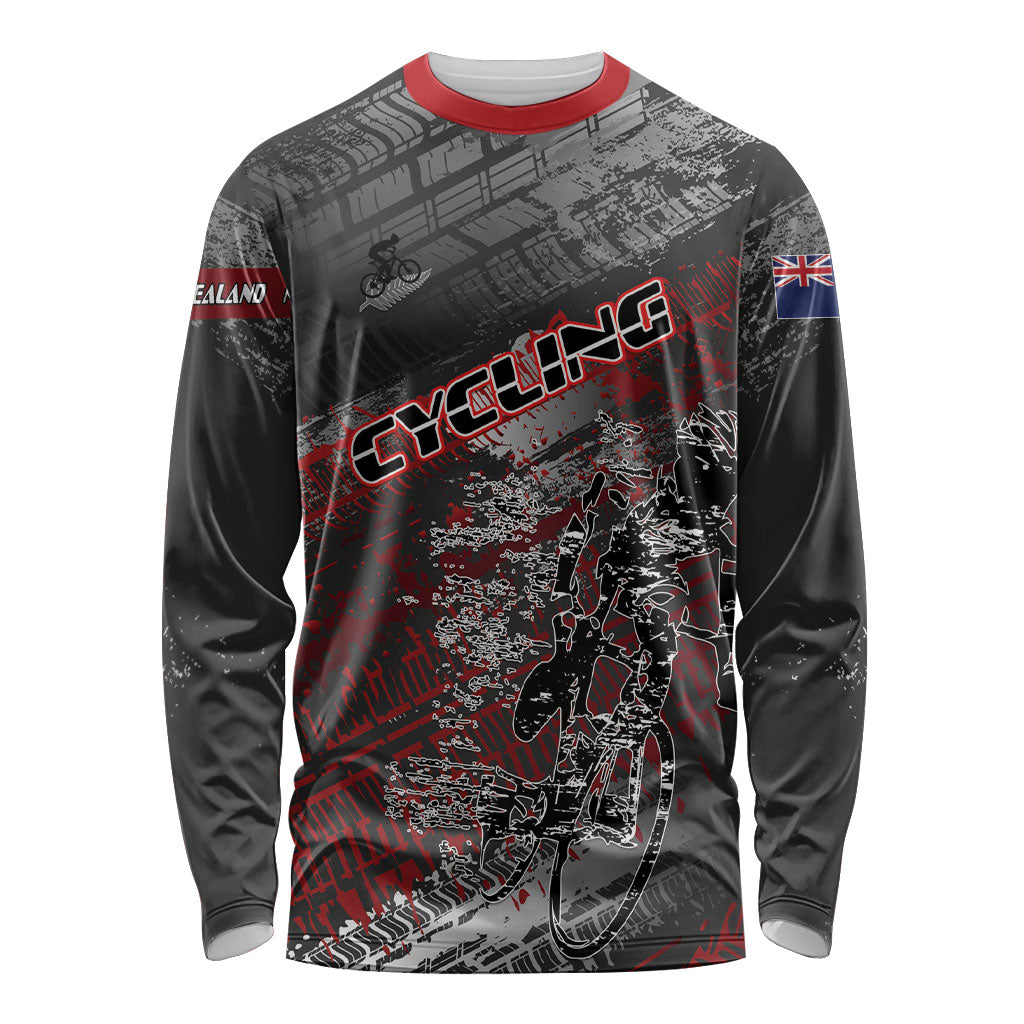 Personalised Cycling New Zealand Long Sleeve Shirt Aotearoa Pride Sportswear LT22 Unisex Red - Polynesian Pride