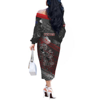 Personalised Cycling New Zealand Off The Shoulder Long Sleeve Dress Aotearoa Pride Sportswear LT22 - Polynesian Pride