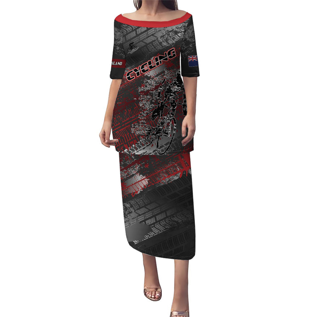 Personalised Cycling New Zealand Puletasi Aotearoa Pride Sportswear LT22 Long Dress Red - Polynesian Pride