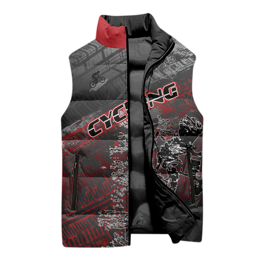 Personalised Cycling New Zealand Sleeveless Puffer Jacket Aotearoa Pride Sportswear