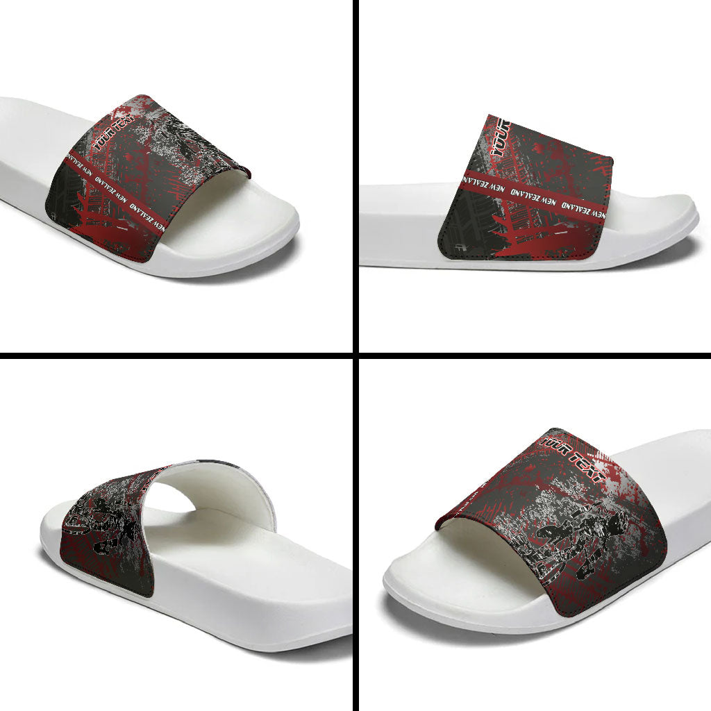 Personalised Cycling New Zealand Slide Sandals Aotearoa Pride Sportswear